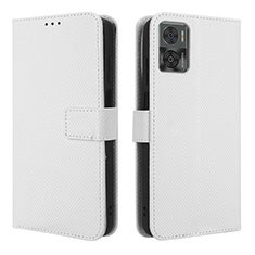 Leather Case Stands Flip Cover Holder BY1 for Motorola Moto E22i White