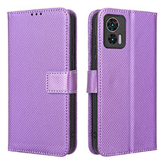 Leather Case Stands Flip Cover Holder BY1 for Motorola Moto Edge 30 Lite 5G Purple