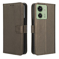 Leather Case Stands Flip Cover Holder BY1 for Motorola Moto Edge 40 5G Brown