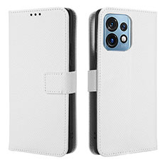 Leather Case Stands Flip Cover Holder BY1 for Motorola Moto Edge 40 Pro 5G White