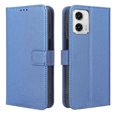 Leather Case Stands Flip Cover Holder BY1 for Motorola Moto G 5G (2023) Blue