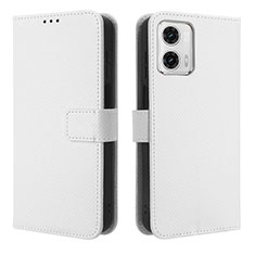 Leather Case Stands Flip Cover Holder BY1 for Motorola Moto G 5G (2023) White