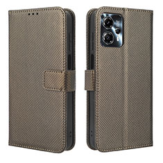 Leather Case Stands Flip Cover Holder BY1 for Motorola Moto G13 Brown