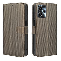 Leather Case Stands Flip Cover Holder BY1 for Motorola Moto G23 Brown