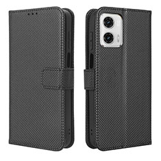 Leather Case Stands Flip Cover Holder BY1 for Motorola Moto G53 5G Black