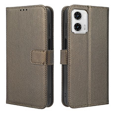 Leather Case Stands Flip Cover Holder BY1 for Motorola Moto G53y 5G Brown