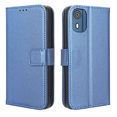 Leather Case Stands Flip Cover Holder BY1 for Nokia C02 Blue