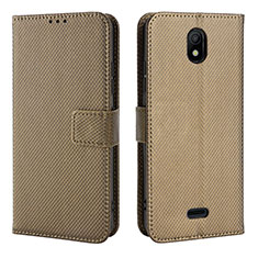 Leather Case Stands Flip Cover Holder BY1 for Nokia C100 Brown