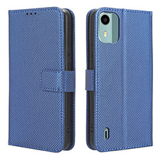 Leather Case Stands Flip Cover Holder BY1 for Nokia C12 Plus Blue