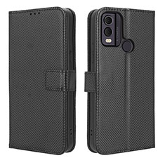 Leather Case Stands Flip Cover Holder BY1 for Nokia C22 Black