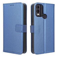 Leather Case Stands Flip Cover Holder BY1 for Nokia C22 Blue