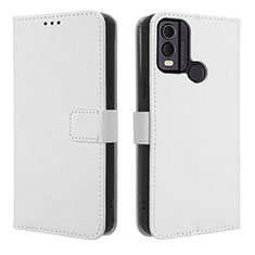 Leather Case Stands Flip Cover Holder BY1 for Nokia C22 White