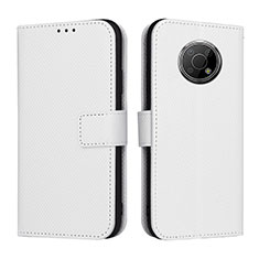 Leather Case Stands Flip Cover Holder BY1 for Nokia G300 5G White