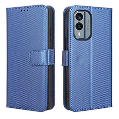 Leather Case Stands Flip Cover Holder BY1 for Nokia X30 5G Blue