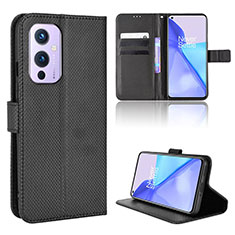 Leather Case Stands Flip Cover Holder BY1 for OnePlus 9 5G Black