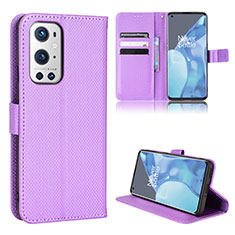 Leather Case Stands Flip Cover Holder BY1 for OnePlus 9 Pro 5G Purple