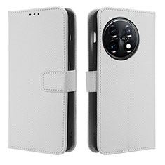 Leather Case Stands Flip Cover Holder BY1 for OnePlus Ace 2 5G White