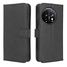 Leather Case Stands Flip Cover Holder BY1 for OnePlus Ace 2 Pro 5G Black