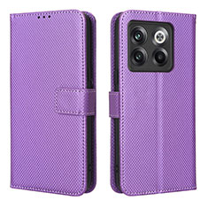 Leather Case Stands Flip Cover Holder BY1 for OnePlus Ace Pro 5G Purple