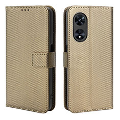 Leather Case Stands Flip Cover Holder BY1 for Oppo A1 5G Brown