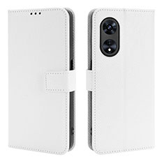 Leather Case Stands Flip Cover Holder BY1 for Oppo A1x 5G White