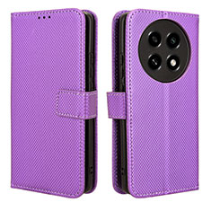 Leather Case Stands Flip Cover Holder BY1 for Oppo A2 Pro 5G Purple