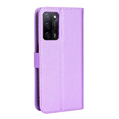 Leather Case Stands Flip Cover Holder BY1 for Oppo A55 5G Purple