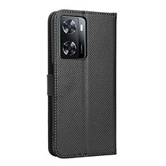 Leather Case Stands Flip Cover Holder BY1 for Oppo A57e Black