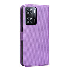 Leather Case Stands Flip Cover Holder BY1 for Oppo A57e Purple