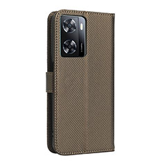 Leather Case Stands Flip Cover Holder BY1 for Oppo A57s Brown