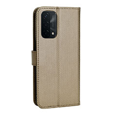 Leather Case Stands Flip Cover Holder BY1 for Oppo A74 5G Brown