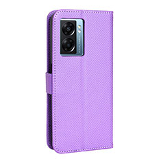 Leather Case Stands Flip Cover Holder BY1 for Oppo A77 5G Purple