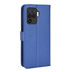 Leather Case Stands Flip Cover Holder BY1 for Oppo A94 4G Blue