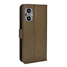 Leather Case Stands Flip Cover Holder BY1 for Oppo A96 5G Brown