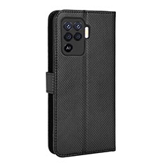 Leather Case Stands Flip Cover Holder BY1 for Oppo F19 Pro Black