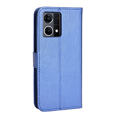 Leather Case Stands Flip Cover Holder BY1 for Oppo F21 Pro 4G Blue