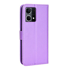 Leather Case Stands Flip Cover Holder BY1 for Oppo F21 Pro 4G Purple