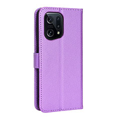 Leather Case Stands Flip Cover Holder BY1 for Oppo Find X5 5G Purple