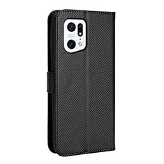 Leather Case Stands Flip Cover Holder BY1 for Oppo Find X5 Pro 5G Black