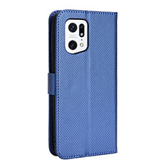 Leather Case Stands Flip Cover Holder BY1 for Oppo Find X5 Pro 5G Blue