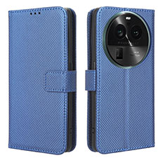 Leather Case Stands Flip Cover Holder BY1 for Oppo Find X6 5G Blue