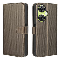 Leather Case Stands Flip Cover Holder BY1 for Oppo K11x 5G Brown