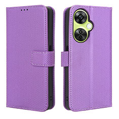 Leather Case Stands Flip Cover Holder BY1 for Oppo K11x 5G Purple