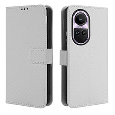 Leather Case Stands Flip Cover Holder BY1 for Oppo Reno10 5G White