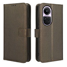 Leather Case Stands Flip Cover Holder BY1 for Oppo Reno10 Pro 5G Brown