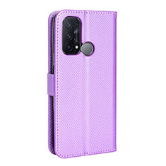 Leather Case Stands Flip Cover Holder BY1 for Oppo Reno5 A Purple