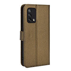 Leather Case Stands Flip Cover Holder BY1 for Oppo Reno6 Lite Brown