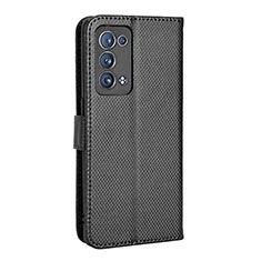 Leather Case Stands Flip Cover Holder BY1 for Oppo Reno6 Pro 5G Black