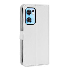 Leather Case Stands Flip Cover Holder BY1 for Oppo Reno7 5G White