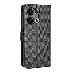 Leather Case Stands Flip Cover Holder BY1 for Oppo Reno8 5G Black